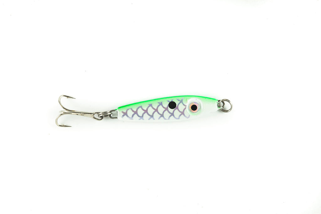 1/8 oz White/Fluorescent Green Back