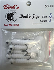 1/8 oz Jig with plastic tail 5 pk White