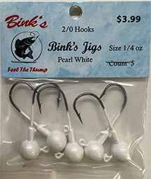 1/4 oz Jig Heads 5 pk Pearl White 2/0 Hooks