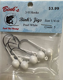 1/4 oz Jig Heads 5 pk Pearl White 3/0 Hooks