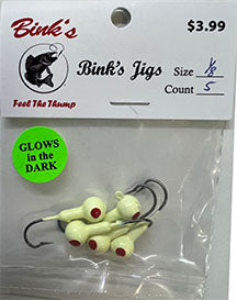 1/8 oz Glow Jigs 5 pk White