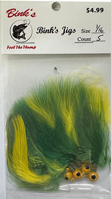 1/16 oz Marabou Jigs 5 pk Yellow/Green