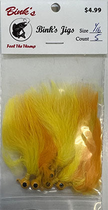 1/16 oz Marabou Jigs 5 pk Yellow/Orange